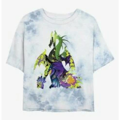 Budget ⌛ Disney Villains Dragon Form Maleficent Tie-Dye 🎉 Girls Crop T-Shirt 😍