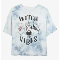 Outlet ✨ Disney Villains Witch Vibes Ursula, Evil Queen, and Maleficent Tie-Dye Girls Crop T-Shirt 😀