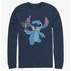 New 🔔 Disney Lilo & Stitch Hanukkah Menorah Long-Sleeve T-Shirt 👍