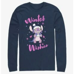 Outlet ✔️ Disney Lilo & Stitch Angel Winter Wishes Long-Sleeve T-Shirt 🧨