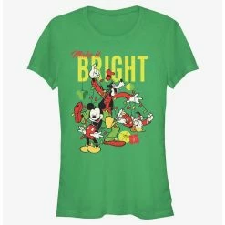 Hot Sale ⭐ Disney Mickey Mouse Bright 🎉 Christmas Mickey, Goofy, and Donald Girls T-Shirt 😉