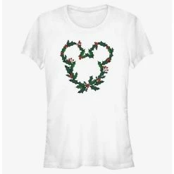 Deals 👏 Disney Mickey Mouse Mistletoe Wreath Ears Girls T-Shirt 🎁