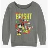 Hot Sale ⌛ Disney Mickey Mouse Bright Christmas Mickey, Goofy, and Donald Girls Slouchy Sweatshirt 🥰