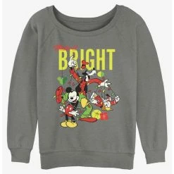 Hot Sale ⌛ Disney Mickey Mouse Bright Christmas Mickey, Goofy, and Donald Girls Slouchy Sweatshirt 🥰