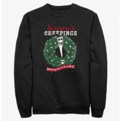 Best Sale 🧨  Disney The Nightmare Before 👍  Christmas Santa Jack Season's Creepings Wreath Sweatshirt ⌛