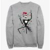 Cheapest 😀 Disney The Nightmare Before Christmas Santa Jack Christmas Lights Sweatshirt 🎉