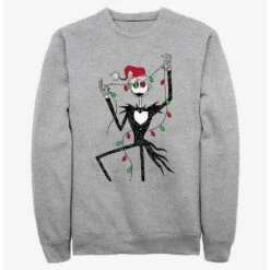 Cheapest 😀 Disney The Nightmare Before Christmas Santa Jack Christmas Lights Sweatshirt 🎉