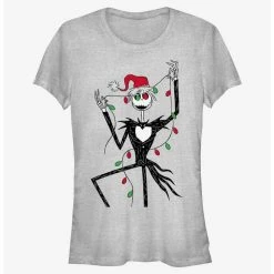 Buy 🧨 Disney The Nightmare Before ❄ Christmas Santa Jack ❄ Christmas Lights Girls T-Shirt 🔥