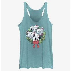 Discount 😉 Disney 101 Dalmatians Puppy Christmas Wreath Girls Tank 👏