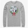 Hot Sale ✔️ Disney 101 Dalmatians Puppy 🌟 Christmas Wreath Long-Sleeve T-Shirt ✔️
