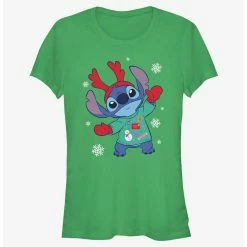 Hot Sale ✨ Disney Lilo & Stitch Reindeer Stitch ⌛  Girls T-Shirt 🎉