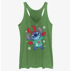 Cheap 🔥 Disney Lilo & Stitch Reindeer Stitch Girls Tank 😀