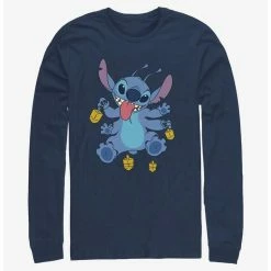 Best Sale 👍  Disney Lilo & Stitch Hanukkah Spinning Dreidels Long-Sleeve T-Shirt 💯