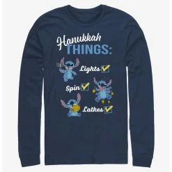 Best deal 😉 Disney Lilo & Stitch Hanukkah List Long-Sleeve T-Shirt 🥰