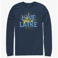 New 😀 Disney Lilo & Stitch Hanukkah Love You A Latke Long-Sleeve T-Shirt ❤️