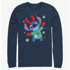 Buy 🌟 Disney Lilo & Stitch Reindeer Stitch Long-Sleeve T-Shirt ⌛