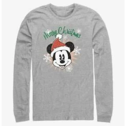 Coupon ✔️ Disney Mickey Mouse Snowflakes Santa Mickey Long-Sleeve T-Shirt 🛒
