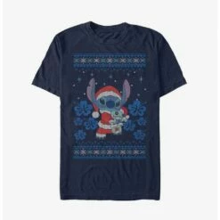 Deals 😀  Disney Lilo & Stitch Santa Stitch and Scrump Ugly ❄ Christmas Extra Soft T-Shirt ✨
