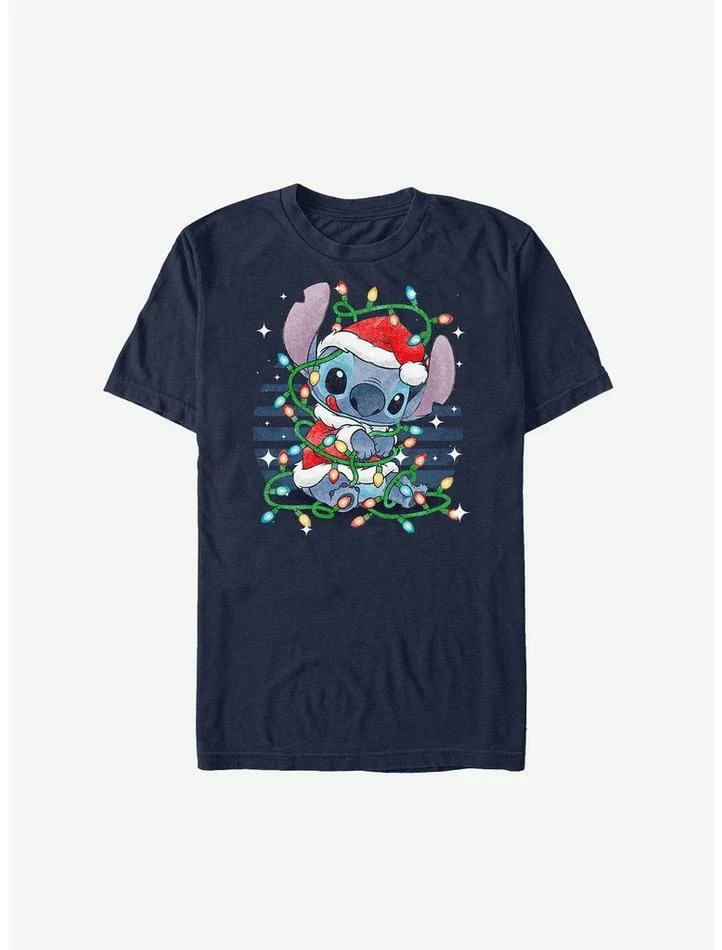 Outlet π― Disney Lilo & Stitch Santa Stitch Christmas Lights Extra Soft T-Shirt π 1 Outlet π― Disney Lilo & Stitch Santa Stitch Christmas Lights Extra Soft T-Shirt π