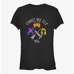 Budget ✔️ Disney Hocus Pocus We Fly Crossed Broom & Vaccum 🔥  Girls T-Shirt ❤️