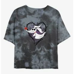 Buy 👍  Disney The Nightmare Before  Christmas Zero Heart Tie-Dye 👏  Girls Crop T-Shirt ⌛